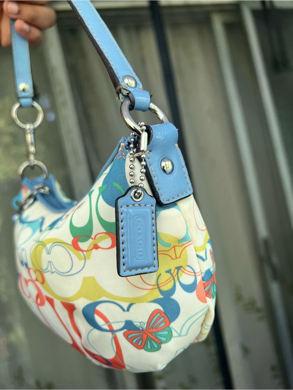 Coach Butterfly optic multi color Signature Canvas mibi Shoulder Bag